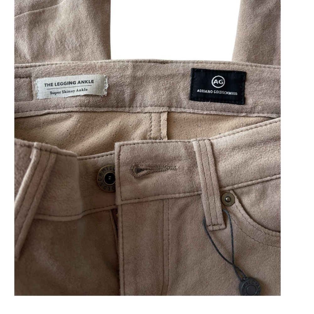 Adriano Goldschmied AG Leather Suede Legging Women's Tan Super Skinny NEW Sz. 25 - Picture 12 of 14